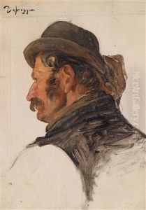 Mannerkopf Im Profil (study) by Franz Von Defregger