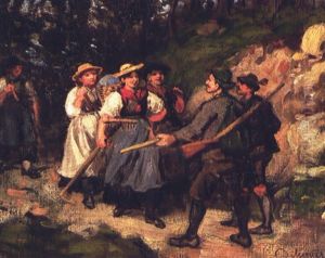 Begegnung Auf Dem Waldweg by Franz Von Defregger
