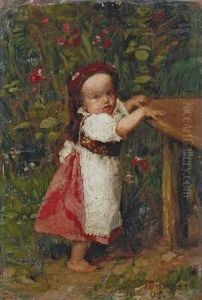 Kleines Madchen Im Garten by Franz Von Defregger
