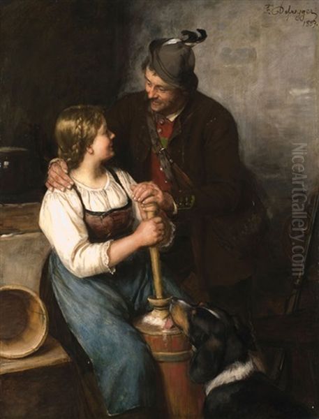 Dirndl Und Jager In Der Almhutte - view 1