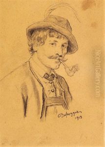 Bauer Mit Federhut by Franz Von Defregger