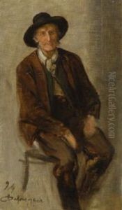 Sitzender Bauer by Franz Von Defregger