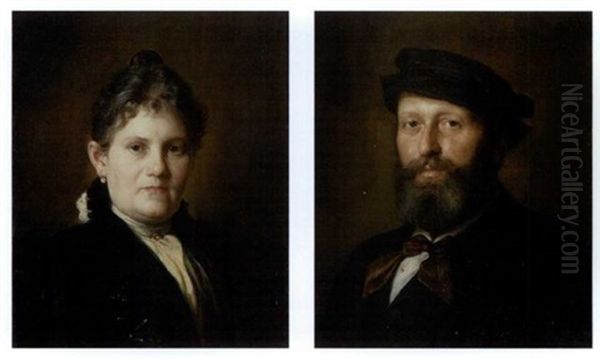 Bildnis Des Architekten Georg Joseph Von Hauberrisser (+ Bildnis Der Frau Des Architekten Georg Joseph Von Hauberrisser; Pair) - view 1