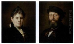 Bildnis Des Architekten Georg Joseph Von Hauberrisser (+ Bildnis Der Frau Des Architekten Georg Joseph Von Hauberrisser; Pair) by Franz Von Defregger