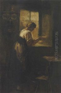 Briefleserin Am Stubenfenster by Franz Von Defregger
