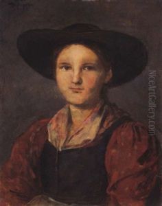 Madchen Mit Hut by Franz Von Defregger