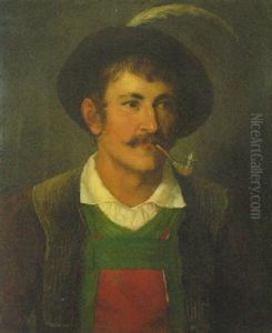 Tiroler Bauernbursche In Tracht Und Mit Pfeife