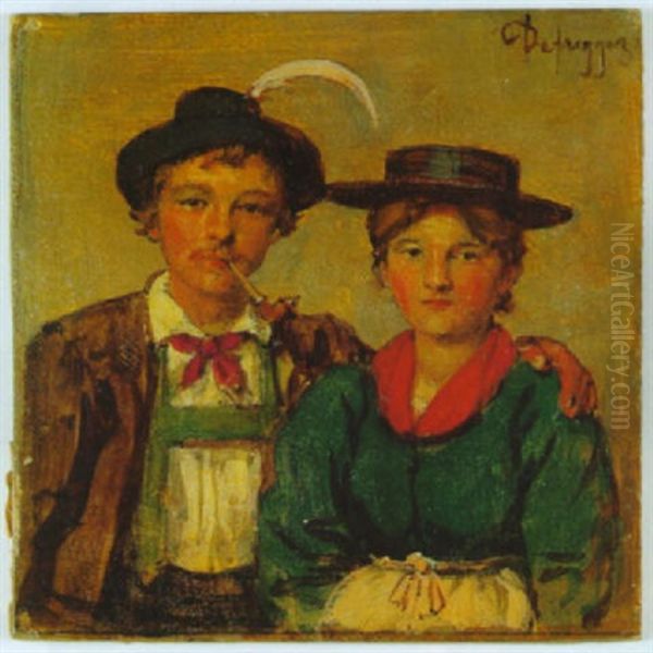 Portrat Eines Jungen Paares In Bauerlicher Tracht - view 1