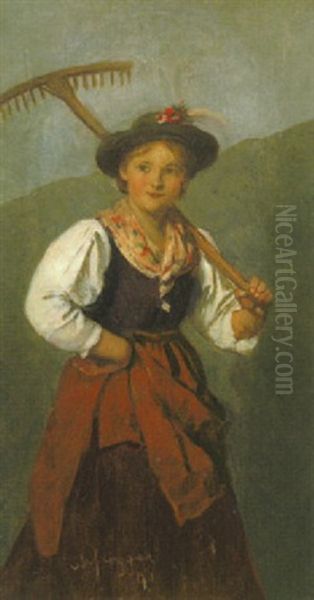 Dirndl Mit Geschultertem Rechen - view 1