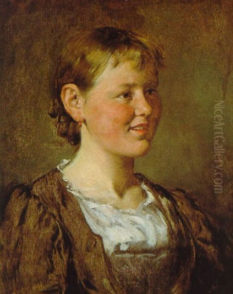 Halbportrait Eines Madchens Im Dirndl Mit Weiser Bluse - view 1