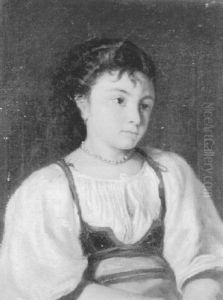 Portrat Eines Trachtenmadchens In Weisser Bluse by Franz Von Defregger