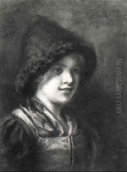 Madchen In Tracht Mit Pelzhaube - view 1