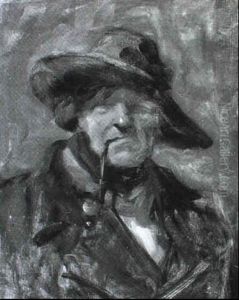 Studie Eines Pfiffig Aussehenden Bauern