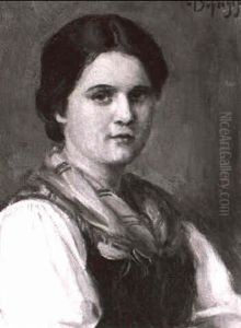 Dirndl Mit Gelb Gestreiftem Brusttuch by Franz Von Defregger