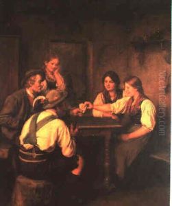 Kartenspiel In Der Bauernstube by Franz Von Defregger