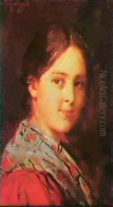 Portrait Of A Young Girl Wearing A Scarf