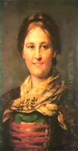 Dirndi Mit Gemustertem Brusttuch by Franz Von Defregger