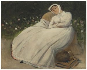 Femme Assise Dans Un Jardin by Edgar Degas