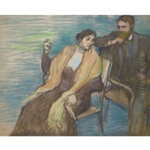 Un Portrait - M Et Mme Louis Rouart (sketch) by Edgar Degas
