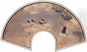 Ballettszene (entwurf Fur Einen Facher) by Edgar Degas