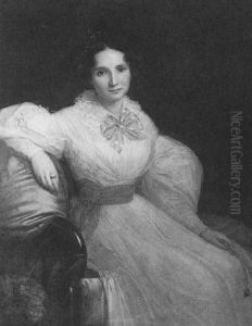 A Three Quarter Length Portrait Of The Comtesse Alice D'audebaud De Ferrussac by Christophe Thomas Degeorge