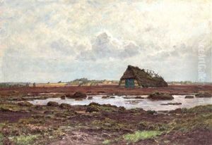 Partie In Der Heide Mit Schafkoben by Wilhelm Degode