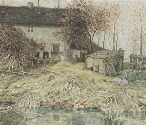 Behind The Farmhouse - Derriere La Ferme (1912) by William Degouve de Nuncques