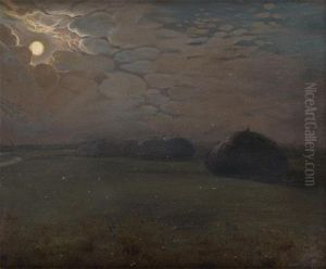 Meules Au Lever De Lune by William Degouve de Nuncques
