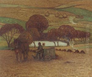 Landscape With Farmer by William Degouve de Nuncques