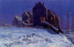 A Village In The Snow by William Degouve de Nuncques