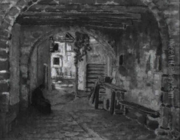 A Woman Seated In A Gateway - view 1