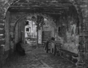 A Woman Seated In A Gateway
