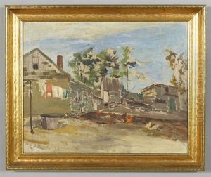 Untitled (farmhouse With Chickens) by Franklin DeHaven
