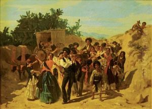 Bohemiens Et Bohemiennes Au Retour D'une Fete En Andalousie by Edme Alexis Alfred Dehodencq