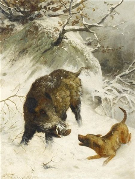 Jagdhund Und Wildschwein - view 1