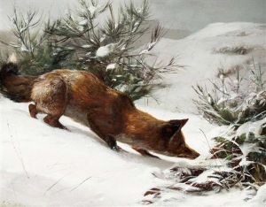 Fuchs Auf Kaninchenjagd by Carl Friedrich Deiker