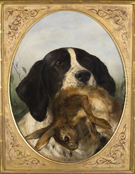 Jagdhund Mit Erlegtem Hasen - view 1