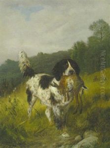 Jagdhund Mit Einem Hasen Im Maul by Carl Friedrich Deiker