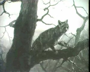 Luchs Auf Der Lauer Auf Einem Baum by Carl Friedrich Deiker