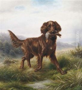 Setter, Ein Rebhuhn Apportierend by Johannes Christian Deiker