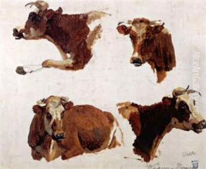 Vier Kuhe (study) by Johann Wagner Deines