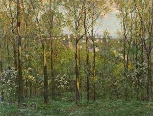 Blick Durch Den Fruhlingswald Auf Ein Stadtchen by Hans Deiters