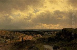 Blick Von Der Hohe Mit Weidenden Schafen In Sommerliche Niederrheinische Landschaft