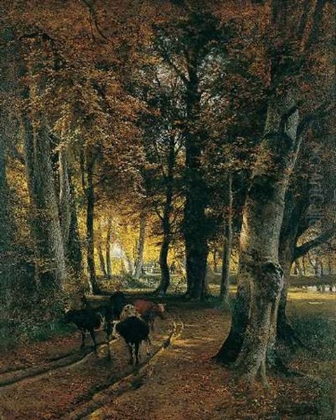 Waldlandschaft Mit Kuhen Und Gehoft - view 1