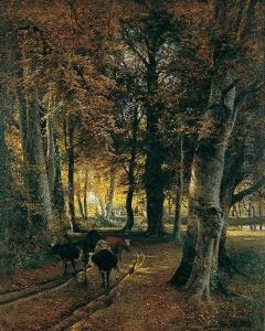 Waldlandschaft Mit Kuhen Und Gehoft Waldlandschaft Mit Kuhen Und Gehoft