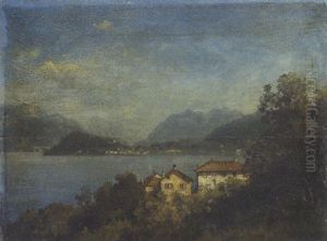 Gebirgsee (der Comer See Bei Bellaggio?) by Heinrich Deiters