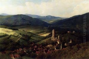 Blick Auf Dorf Und Burg Reifferscheid In Der Eifel by Heinrich Deiters