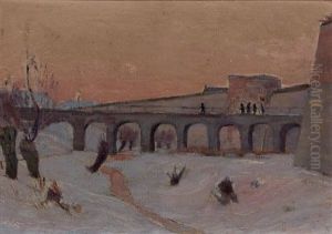 La Porte De Mons (+ La Porte Du Quesnoy; Pair) by Julien Adolphe Dejardin