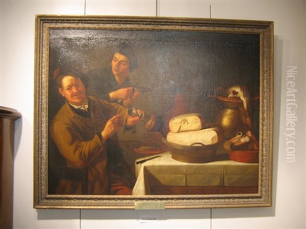 Two Men Eating At A Table - view 1