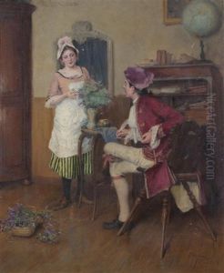 Interior Scene by Leon Delachaux